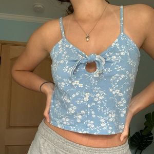 Blue tank top with flower design